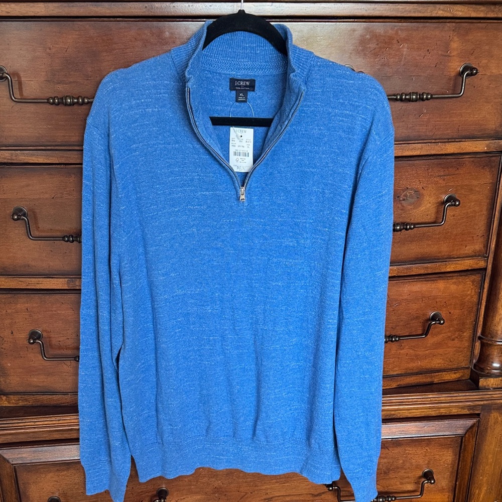 J. Crew NWT Men's Blue Zip-Up Sweater